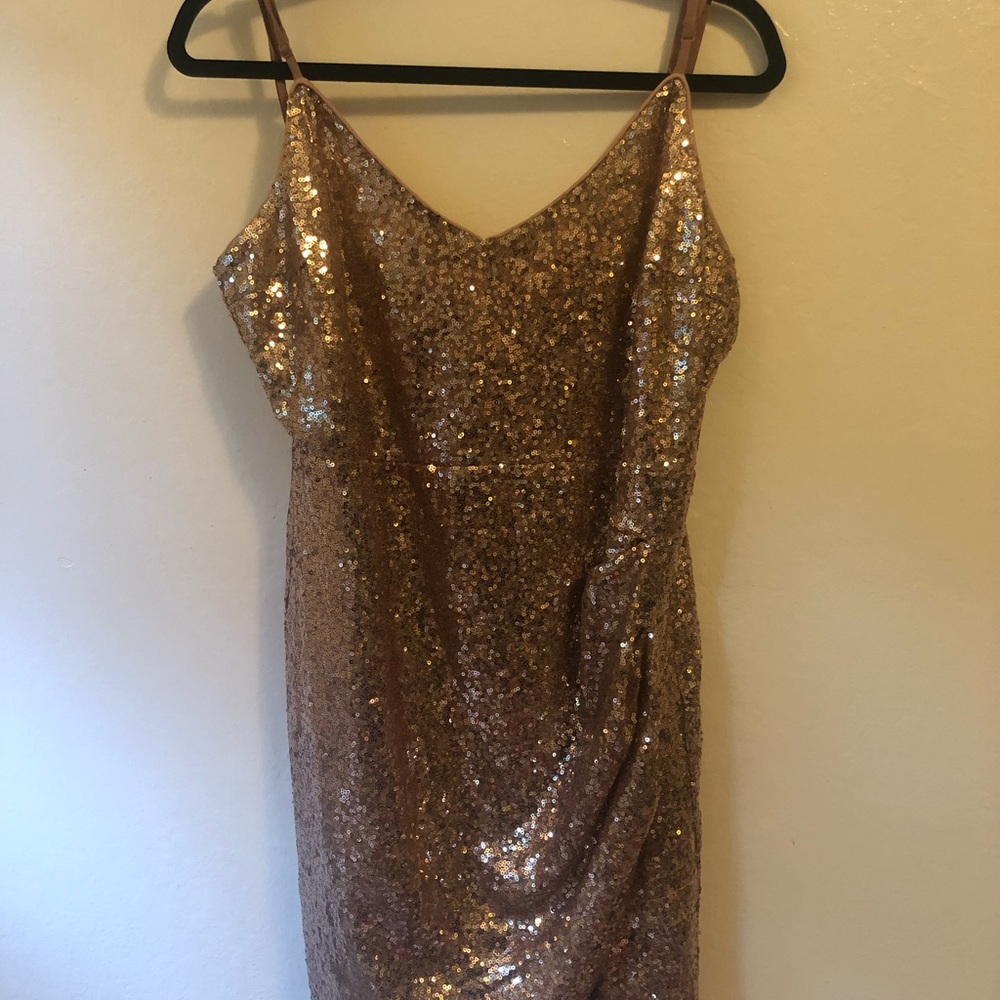 Rose Gold sequined formal dress
